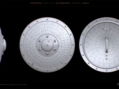  Real-time game ready 3d eastern shield Free low-poly 3D model