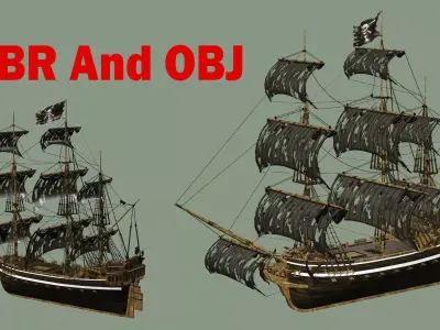 Sailboat Galleon - Game Ready A Low-poly 3D Model Low-poly 3D model