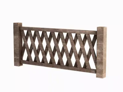 Wooden Fence B 02 Low-poly 3D model