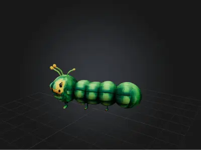 Voxel Caterpillar   Low-poly 3D model