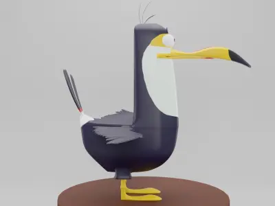 Crazy Toucan cartoon bird 3D model Low-poly 3D model