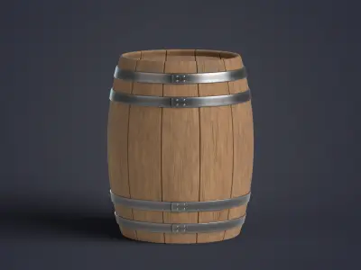 Wooden Barrel Low-poly 3D model