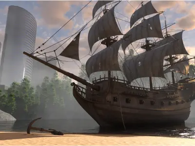 pirates ship scene 3D model