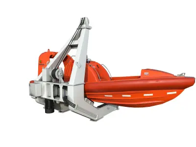 Rescue boat with a crane 3D model