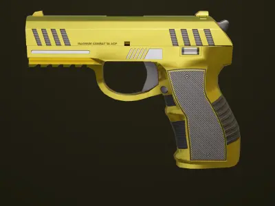  Golden Pistol 04 All PBR Unity UE Textures Included Low-poly 3D model