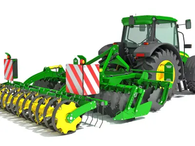 Tractor with Seed Drill 3D model