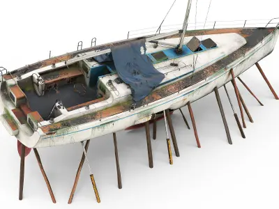 Abandoned boat 01 3D model