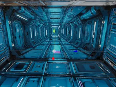 Modular Sci-Fi Corridor Box 360 Environment Low-Poly Low-poly 3D model