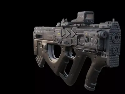 Sci-Fi Droid SMG Model Futuristic Submachine Gun Game Ready Low-poly 3D model