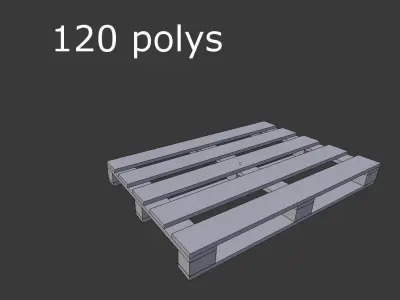 Wooden Pallet Low-poly 3D model 2