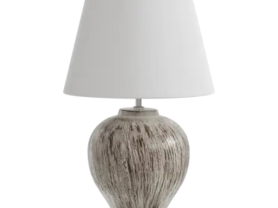  Eno Ceramic Kelantis Carved Shade Lamp Model, White 