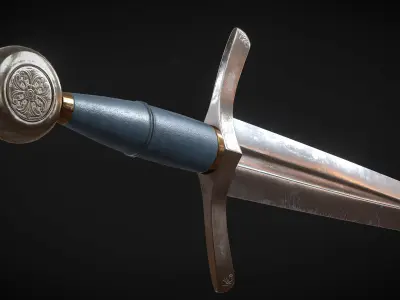 Medieval Knight Sword 02 Low-poly 3D model