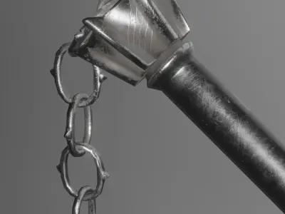 Medieval iron flail Free low-poly 3D model