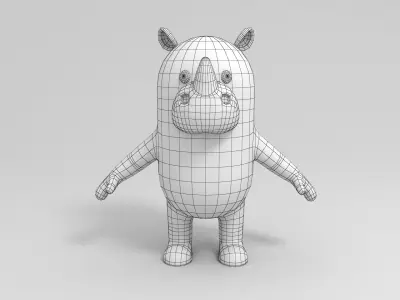 Cartoon Rhinoceros 3D model purchase