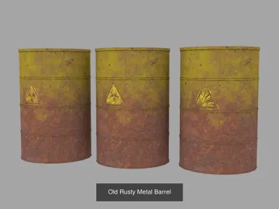 Old Rusty Metal Barrels 3D Model Pack