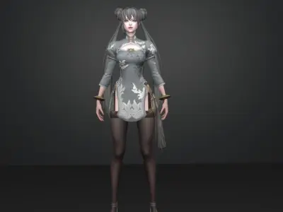 fighter girl 3D model