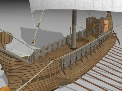 Roman Galley Low-poly 3D model