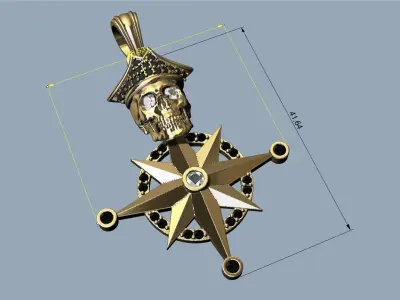 Pirate skull pendant in star- Dije calavera en estrella  3D print model