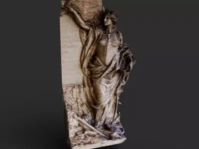 ancient nymph monument corner wall part PBR photogrammetry Low-poly 3D model