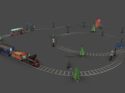 Toy Railway Low-poly 3D model