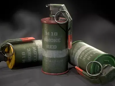 M18 Smoke grenade Lowpoly game asset Low-poly 3D model