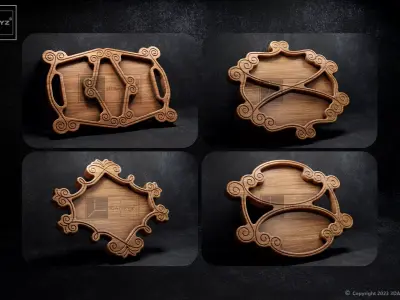 Antique Style Trays Pack - CNC Files for Wood 3D model