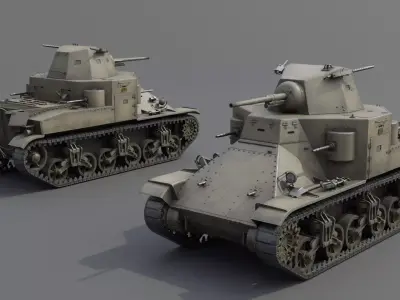 M2 Medium Tank Low-poly 3D model