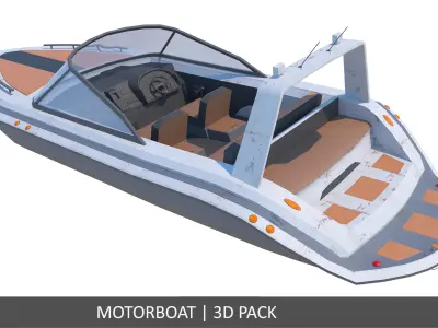 Motorboat - Speedboat Low-poly 3D model