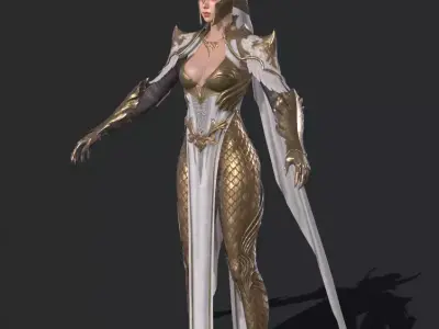 female warrior Low-poly 3D model buy