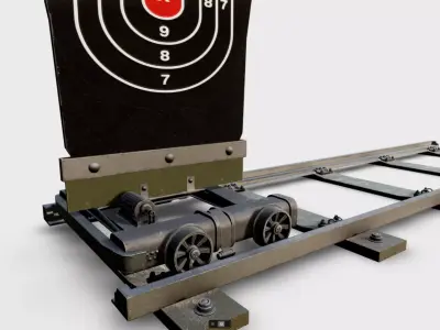 Shooting target on tracks Low-poly 3D model