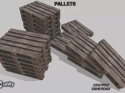 Pallets wooden option 4 Low-poly 3D model