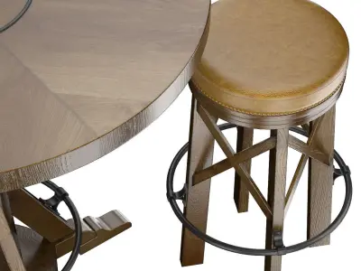 HUNTINGDON COLLECTION table and bar stool 3D model