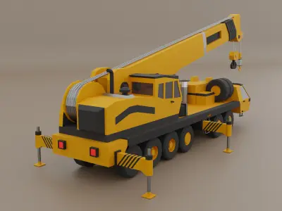 Mobile Crane Heavy Vehicle Low-poly 3D model