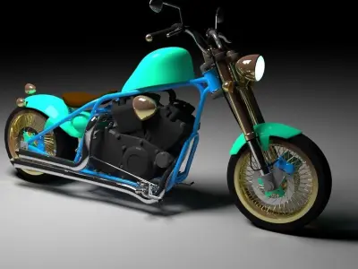 moto custom mid poly 3D model