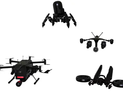 Ultimate Sci Fi Robot Drone Pack  4 Sci-Fi Models 3D model