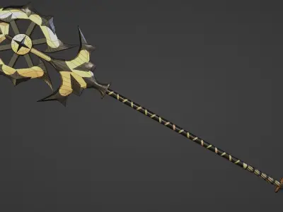 fantasy golden spear Free low-poly 3D model