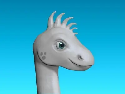 cartoon grey dino Low-poly 3D model