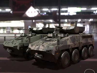 BARYS 8x8 Armoured Wheeled Vehicle Low-poly 3D model