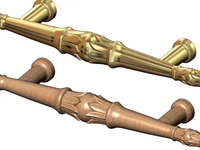 Round lotus bead door gate push pull handle 3D print model