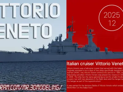 3D Italian Navy Vittorio Veneto class Helicopter Cruiser 3D model