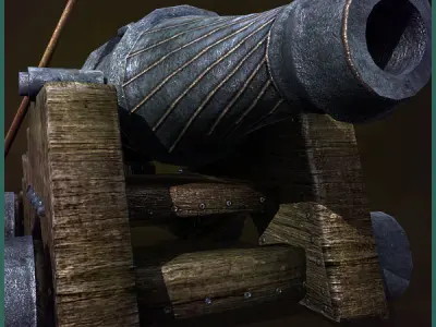 Medieval Cannon Low-poly 3D model