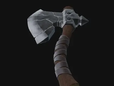 Stylized battle axe PBR low-poly game ready Low-poly 3D model