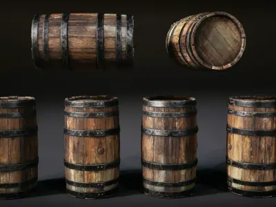 Vintage Barrels and Crates Pack Low-poly 3D model