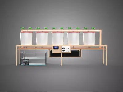 IOT HYDROPONIC PLANT AUTO CONTROL DUTCH BUCKET IRRIGATION SYSTEM 3D model