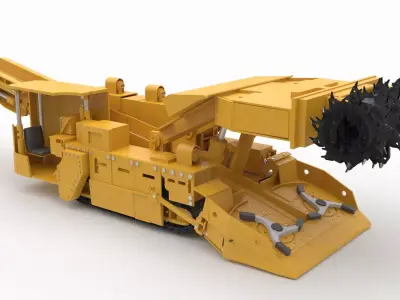 Heavy-Duty Continuous Miner for Rock Extraction 3D model