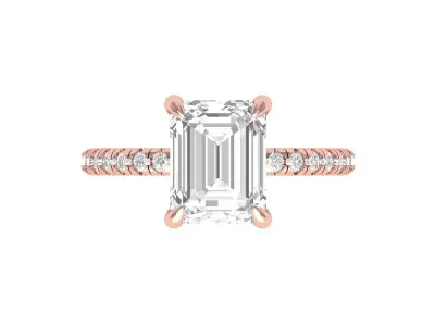  Emerald Solitaire Ring With Hidden Halo 3D print model buy