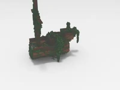 Voxel - Type1 Mossy Damaged Ship - Low-poly 3D Model Low-poly 3D model