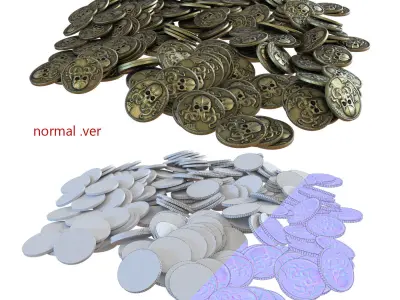 Pile of coins Low-poly 3D model
