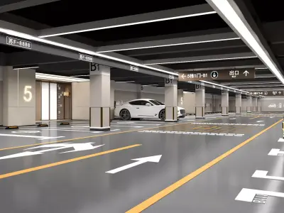 Indoor parking Low-poly 3D model