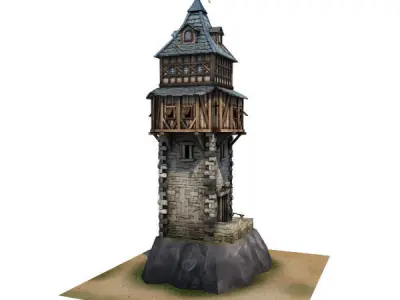 Medieval Building 07 Defence Tower Low-poly 3D model